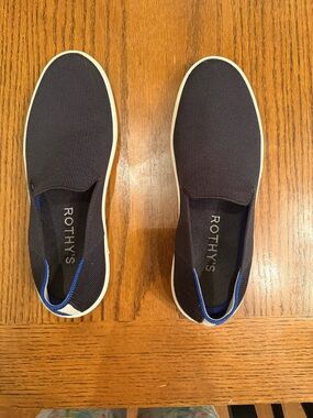 Rothy's Men's Slip-On Loafers in Navy with White Trim